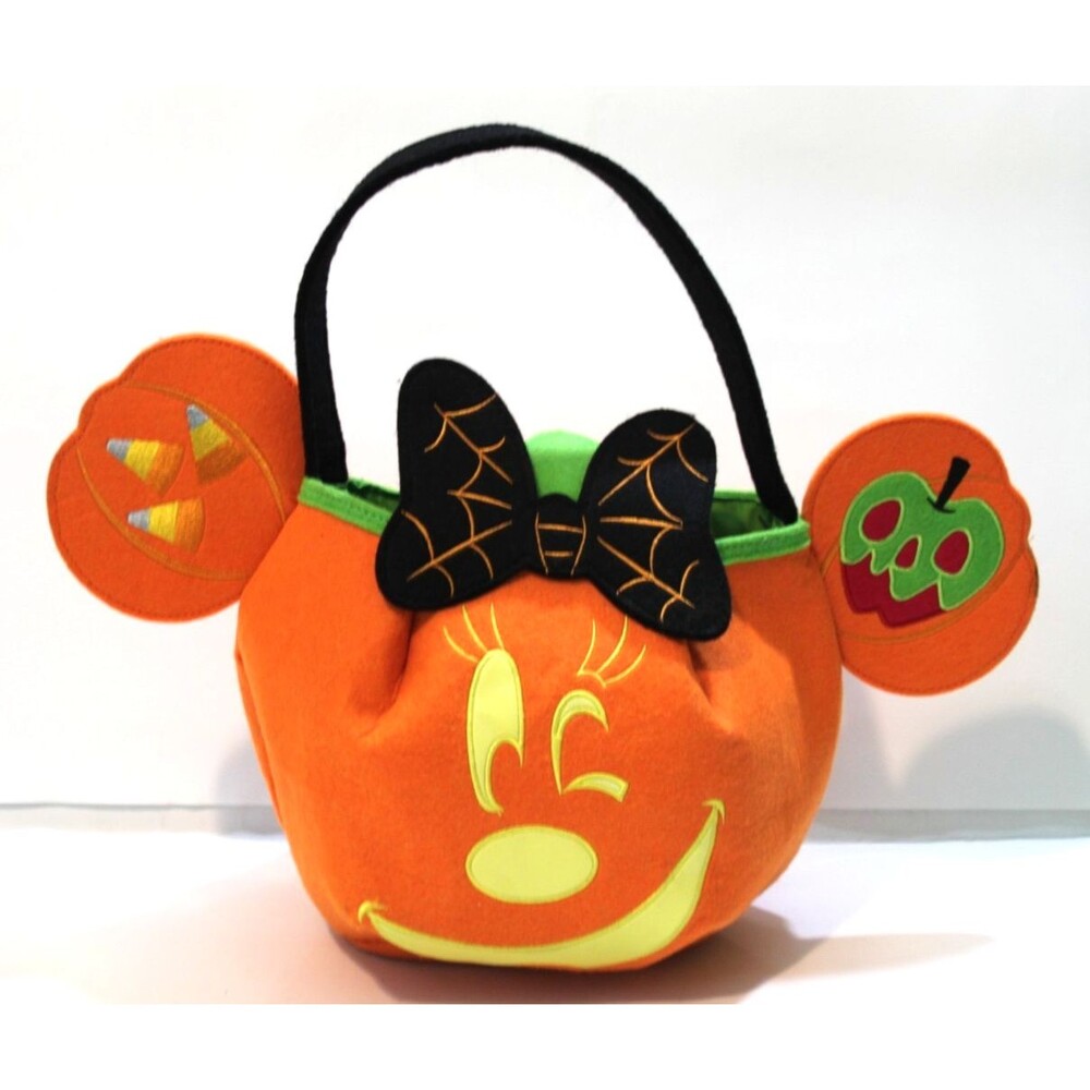 Disney Store Halloween Minnie Mouse Pumpkin Trick Treat Bag Tote Jack O Lantern